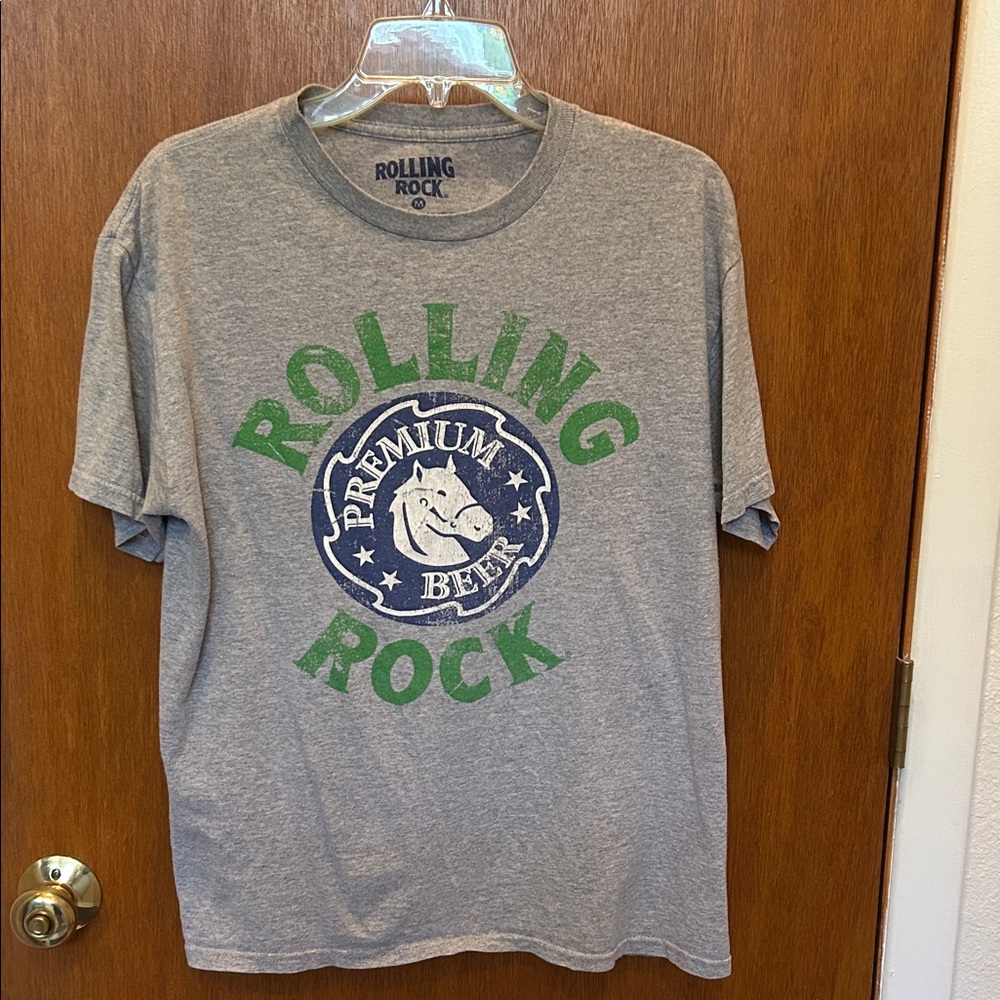 Vintage Rolling Rock Gray T-Shirt - M